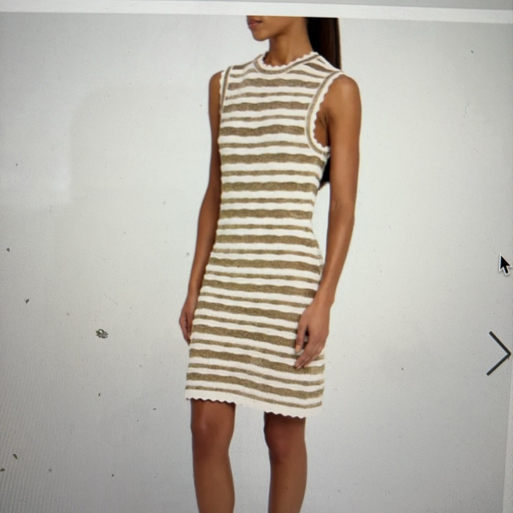 White and Brown Sleeveless knit dress by Veronica Beard. NWT